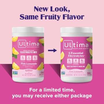 Ultima Replenisher Daily Electrolyte Powder Drink Mix – Pink Lemonade, 90 Serving – Hydration Po...