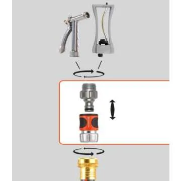 Gardena (39042-M Heavy Duty 4 Piece Premium Metal Quick Connector Garden Hose Starter Set - Quick Connect Water Fittings and Accessories in Seconds. Includes Male and Female Leak Free adapters