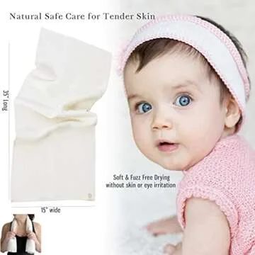 Organic Cotton Bamboo Viscose Face Towel Luxury Care for Sensitive Skin & Natural Hair Drying Made in USA Ultra Soft Absorbent Eco Travel 15 X 35