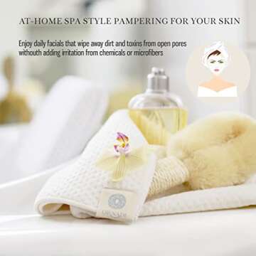 Organic Cotton Bamboo Viscose Face Towel Luxury Care for Sensitive Skin & Natural Hair Drying Made in USA Ultra Soft Absorbent Eco Travel 15 X 35