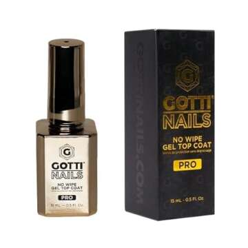 Gotti Nails Gel Top Coat - No Wipe, Non Yellowing, Stain Resistant, Shiny and Glossy Top Coat Nail Polish - Clear Nail Polish for UV Gel and LED Gel Applications