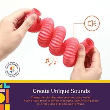 Special Supplies Fun Pull and Stretch Tubes for Kids - Pop, Bend, Build, and Connect Toy, Provide Tactile and Auditory Sensory Play, Colorful, Heavy-Duty Plastic (16-Pack Primary Colors)