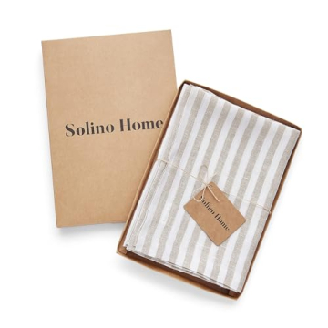 Elegant Solino Home Stripe Linen Napkins Set of 4 - 100% Pure Linen