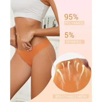 UGDUCK Seamless Thongs for Women, No Show Thongs Panties Breathable Seamless Sexy Underwear for Women 5 Pack