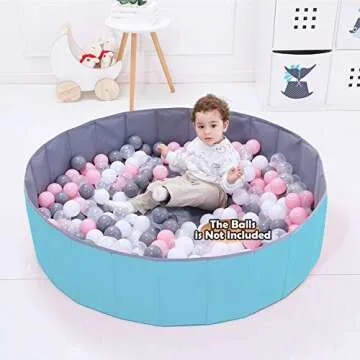4 feet Ball Pit for Kids/Baby Play Yard/Baby Playpen/Fence for Baby, Holds Over 600 Balls, Folding Portable, No Need Inflate, More Than 12 Sq.ft Play Space, Light Blue