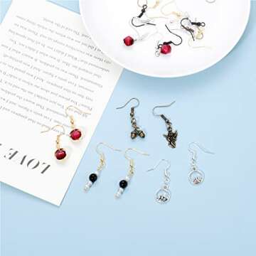 AGCFABS 350pcs 20×17mm 7 Color Earring Hooks Hypo-allergenic Ear Wires Fish Hooks with a Transparent Plastic Box Jewelry Findings for DIY Jewelry Making (350)