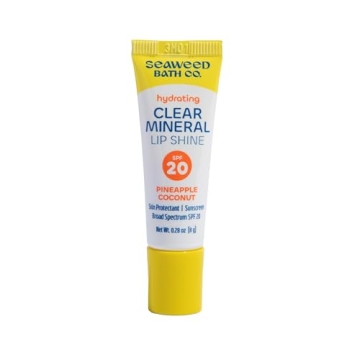 Seaweed Bath Co. Hydrating Clear Mineral Lip Shine SPF 20 Sunscreen Zinc Oxide Lip Balm, 0.28 Oz, Mo...