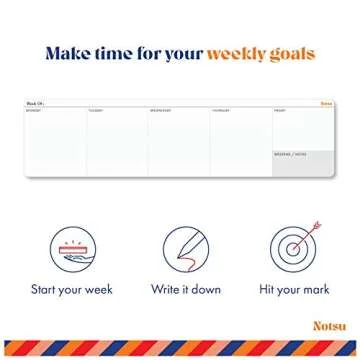 Notsu Weekly Planner Mini Notepad | Minimalist Undated Calendar Desk Pad, Fits Under Keyboard