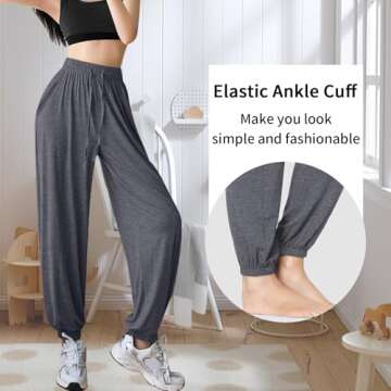 ASIMOON Grey Sweatpants Soft Stretch Womens Joggers Comfy Exercise Workout Lounge Harem Pants with Pockets