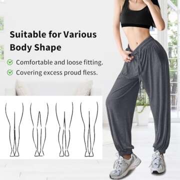 ASIMOON Grey Sweatpants Soft Stretch Womens Joggers Comfy Exercise Workout Lounge Harem Pants with Pockets