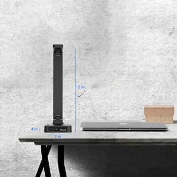 Drevet LED Desk lamp with USB C Charging Port, Table Light with 3 USB Charger and 2 AC Power Outlet, 3 Color Model, 3 Level Brightness, Touch Control, Memory Function, Eye-Caring Office Foldable Lamp