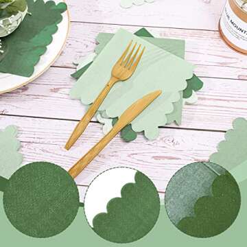 Whaline 200 Pack Green Cocktail Napkins for Parties