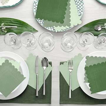 Whaline 200 Pack Green Cocktail Napkins for Parties