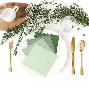 Whaline 200 Pack Green Cocktail Napkins for Parties