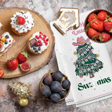 Cheroloven Funny Christmas Kitchen Towel, Music Lover Gift for Women, Holiday Dish Towel Bathroom Hand Towel, Singer Merchandise Xmas White Elephant Gifts for Fans Friends Sister Girlfriend Wife