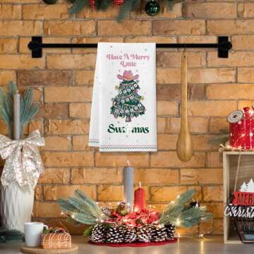 Cheroloven Funny Christmas Kitchen Towel, Music Lover Gift for Women, Holiday Dish Towel Bathroom Hand Towel, Singer Merchandise Xmas White Elephant Gifts for Fans Friends Sister Girlfriend Wife