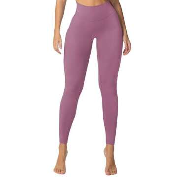 Sunzel Sunzfly Invisible Butt Scrunch Workout Leggings for Women, Butt Lifting High Waisted Gym Yoga Pants with Tummy Control 25" Bordeaux Rose Small