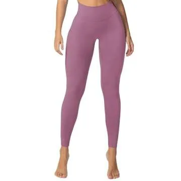 Sunzel Sunzfly Invisible Butt Scrunch Workout Leggings for Women, Butt Lifting High Waisted Gym Yoga Pants with Tummy Control 25" Bordeaux Rose Small