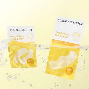 SUNGBOON EDITOR Deep Collagen Melting Patch 6pcs | Under Eye and Neck Anti- Wrinkle Patches with Real Collagen & Glutathione | Real Collagen Films for Anti Aging | Korean Skin Care
