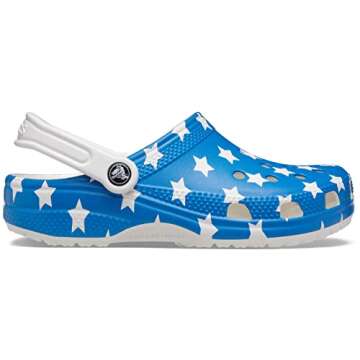 Crocs Unisex Classic American Flags Clogs, White/Multi, 10 Men/12 Women
