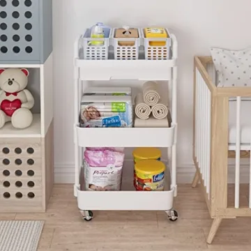 Calmootey 3-Tier Rolling Utility Cart for Organized Spaces