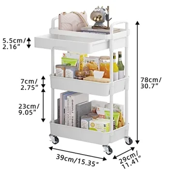 Calmootey 3-Tier Rolling Utility Cart for Organized Spaces