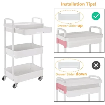 Calmootey 3-Tier Rolling Utility Cart for Organized Spaces