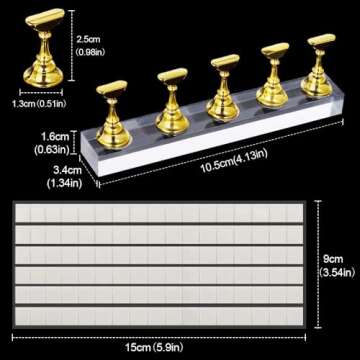 Kalolary 2 Set Acrylic Press on Nail Stand Nail Art Holder Practice Display Stand with Reusable Adhe...