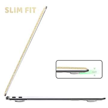 Anban Compatible with MacBook Pro 13 inch Case 2024 2023 2022 M2, 2021 2020-2016 A2338 M1 A2251 A2289 A2159 A1989 A1706 A1708, Glitter Hard Shell Case + Keyboard Cover + Screen Protector, Bling Gold
