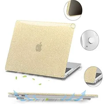 Anban Compatible with MacBook Pro 13 inch Case 2024 2023 2022 M2, 2021 2020-2016 A2338 M1 A2251 A2289 A2159 A1989 A1706 A1708, Glitter Hard Shell Case + Keyboard Cover + Screen Protector, Bling Gold