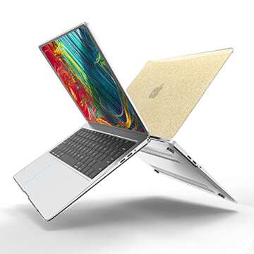 Anban Compatible with MacBook Pro 13 inch Case 2024 2023 2022 M2, 2021 2020-2016 A2338 M1 A2251 A2289 A2159 A1989 A1706 A1708, Glitter Hard Shell Case + Keyboard Cover + Screen Protector, Bling Gold
