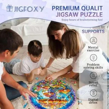 Jigfoxy Wooden Puzzles for Adults, Magical Mushrooms Wood Puzzles Adult, Unique Animal Shape Wooden Jigsaw Puzzles, Birthday Gifts for Puzzles Lovers Family Friend (L-13.3 * 13.3in-290pcs)