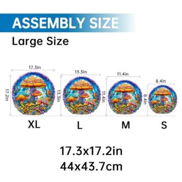 Jigfoxy Wooden Puzzles for Adults, Magical Mushrooms Wood Puzzles Adult, Unique Animal Shape Wooden Jigsaw Puzzles, Birthday Gifts for Puzzles Lovers Family Friend (L-13.3 * 13.3in-290pcs)