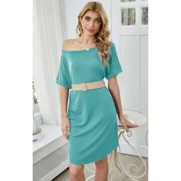 Locryz Women's Short Sleeve Pocket Swing Dress Casual Loose Home T-Shirt Short Dress Pajamas S-3XL