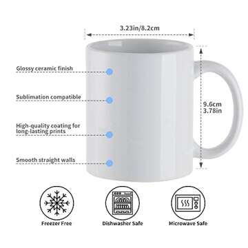 Craft Express 11 OZ Sublimation Coffee Mugs Ceramic White-Photo Mugs Cups Bulk Perfect for Easy Mug Press Crafting-Individually Packaged Set of 6