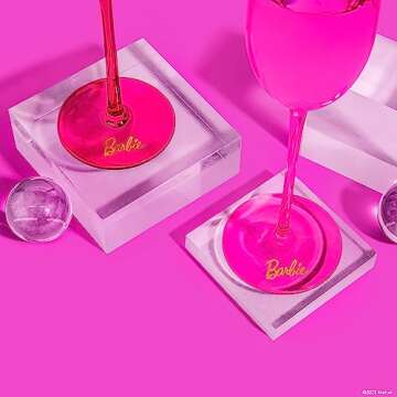 Dragon Glassware x Barbie Champagne Flutes Glass - 8 oz Pink and Magenta Crystal Champagne Glasses Set of 2 - Mimosa and Cocktail Drinkware