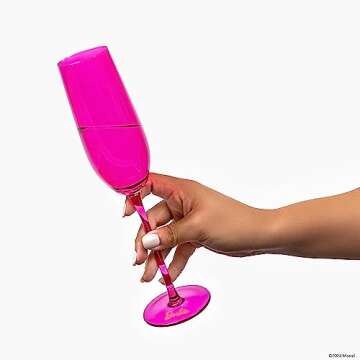 Dragon Glassware x Barbie Champagne Flutes Glass - 8 oz Pink and Magenta Crystal Champagne Glasses Set of 2 - Mimosa and Cocktail Drinkware