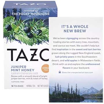 Herbal Tea Variety 4-Pack of Elderberry Blackberry, Juniper Mint Honey, Prickly Pear Cactus, Refresh Mint Bundled with Mints