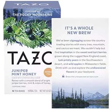 Herbal Tea Variety 4-Pack of Elderberry Blackberry, Juniper Mint Honey, Prickly Pear Cactus, Refresh Mint Bundled with Mints