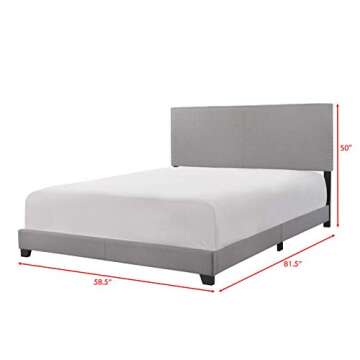 Crown Mark Erin Upholstered Panel Bed in Gray, Full