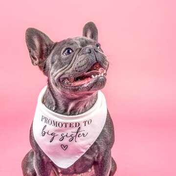 Promoted to Big Sister Dog Bandana | 100% Unbleached Cotton Adjustable Triangle | Pregnancy Announce...