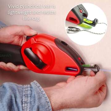 Kapro 214 Ergonomic Sure Grip Layout and Marking Chalk Line with Retractable Line Level, 100' Line by Kapro