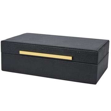 XIGEXIGE Small Black Shagreen box Faux Leather Decorative Box,Keepsake And Memory Storage Decorative...