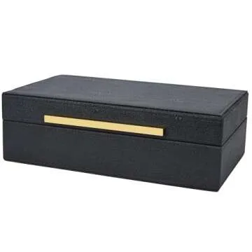 XIGEXIGE Small Black Shagreen box Faux Leather Decorative Box,Keepsake And Memory Storage Decorative...