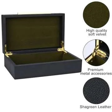 XIGEXIGE Small Black Shagreen box Faux Leather Decorative Box,Keepsake And Memory Storage Decorative Boxes with Lids for Modern Home Decor Jewelry Box Organizer