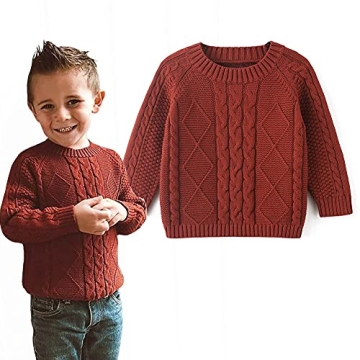 Curipeer Baby Boys Cable Knit Sweater - Soft, Warm & Stylish Pullover for Toddlers