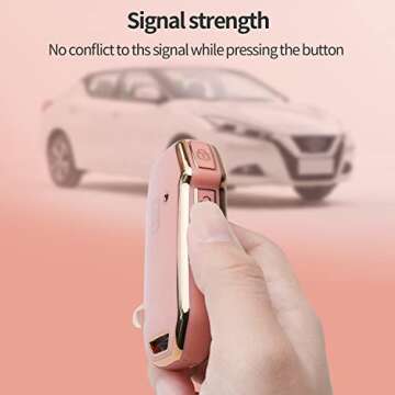 Bqepe for Kia Key Fob Cover Keychain Fit for Kia Ceed Cerato Forte NIRO Seltos Sorento Soul Sportage Telluride Smart Key Shell Case (Rose pink)