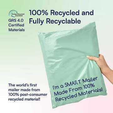 100 Count, 10x13 inch 100% Recycled Poly Mailers Eco Friendly Packaging Envelopes Supplies Mailing B...