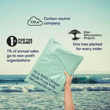 100 Count, 10x13 inch 100% Recycled Poly Mailers Eco Friendly Packaging Envelopes Supplies Mailing Bags 2.5 Mil Thick - SMART Mailer