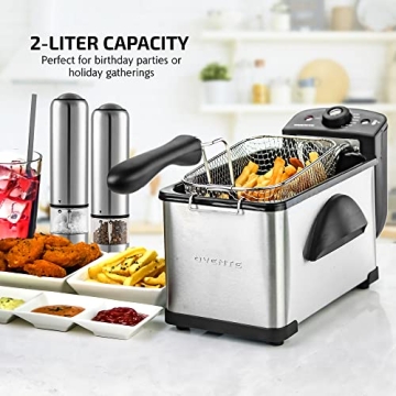 OVENTE Deep Fryer 2L Capacity, 1500W Adjustable Temperature